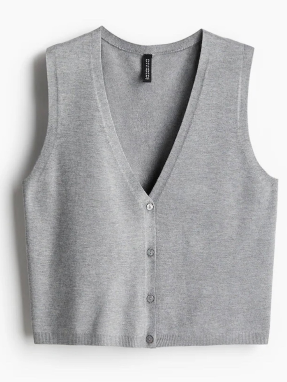 Light Grey Marl Button-Front Sweater Vest